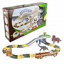 Игровой набор 1TOY Гибкий трек "Динопарк", 108 деталей, эстакада, туннель, два динозавра, машинка