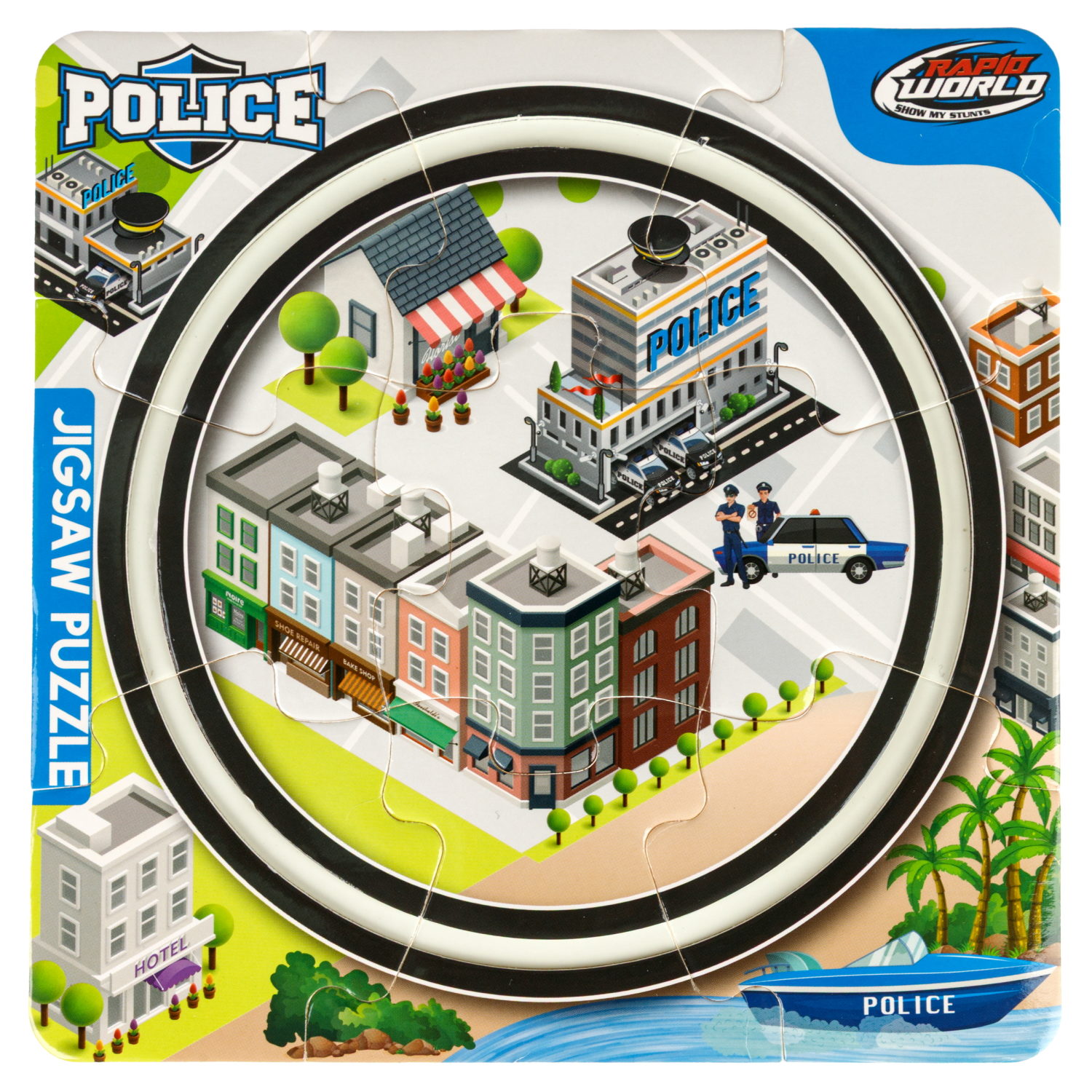 Игровой набор 1TOY Пазл-трек "Экстренные службы полиция" с машинкой, 15 деталей