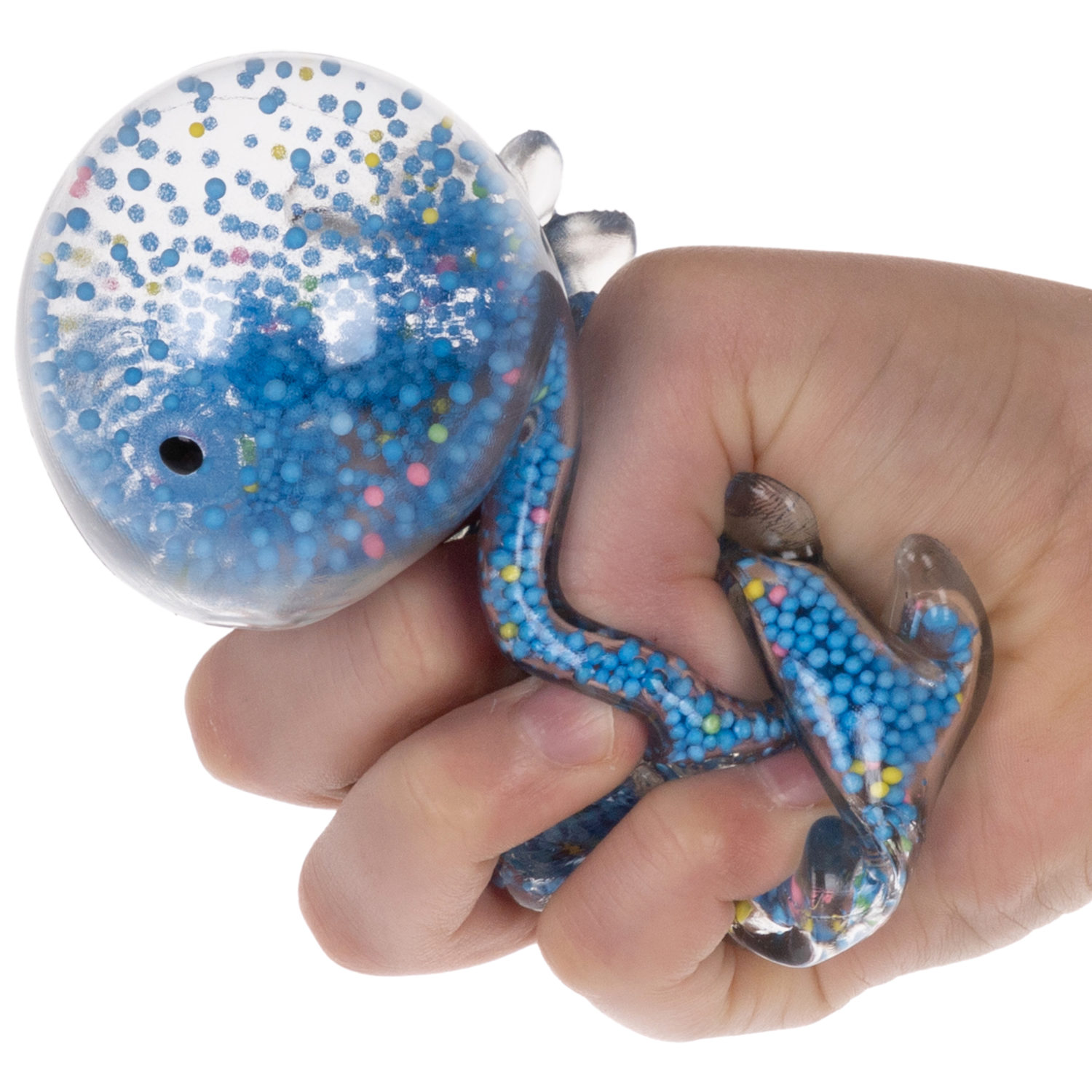 1toy Жмяка стегозавр с пенопластовыми шариками, 11х5 см, синий