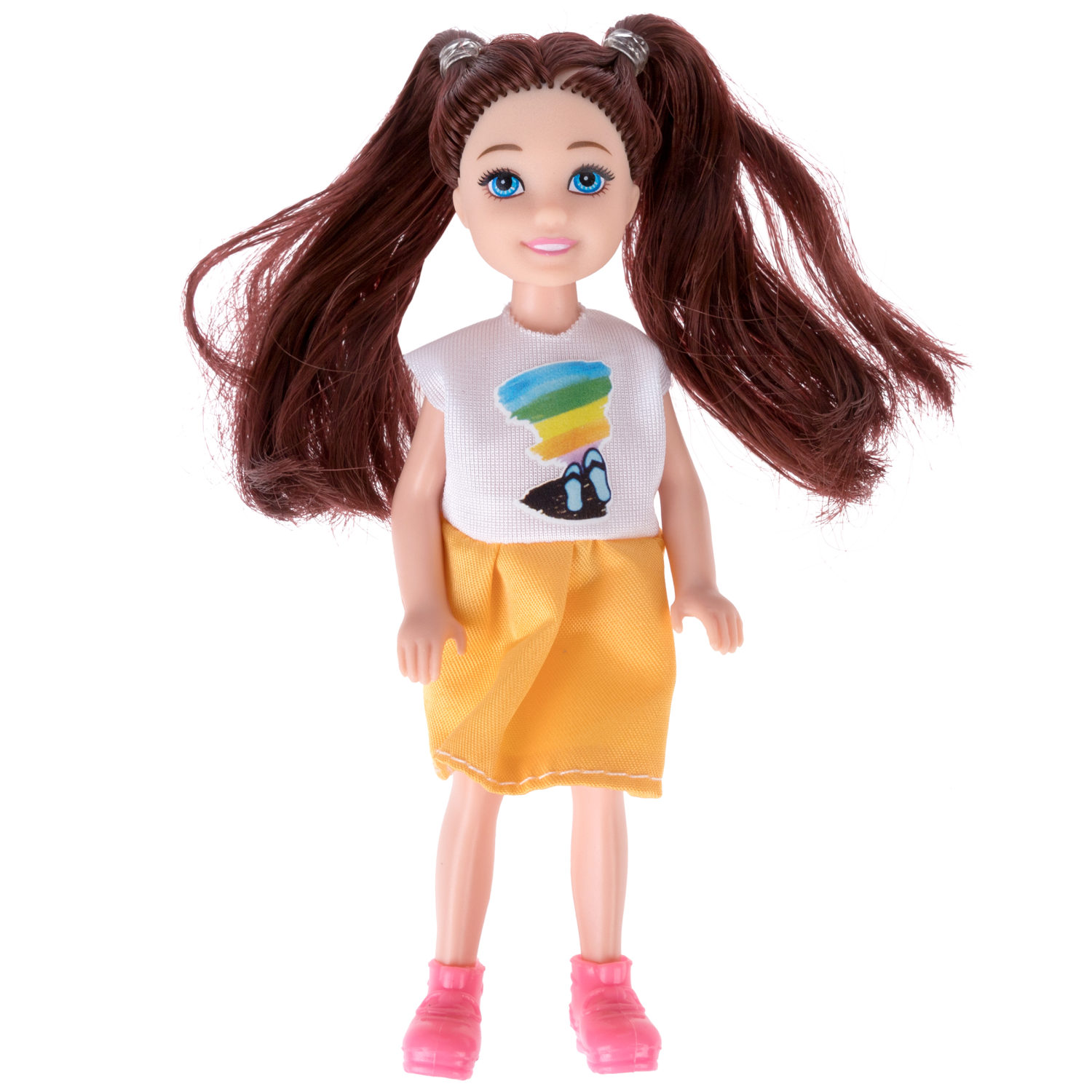 Кукла Alisa Little Love 15,2 см, брюнетка, с велосипедом и роликами