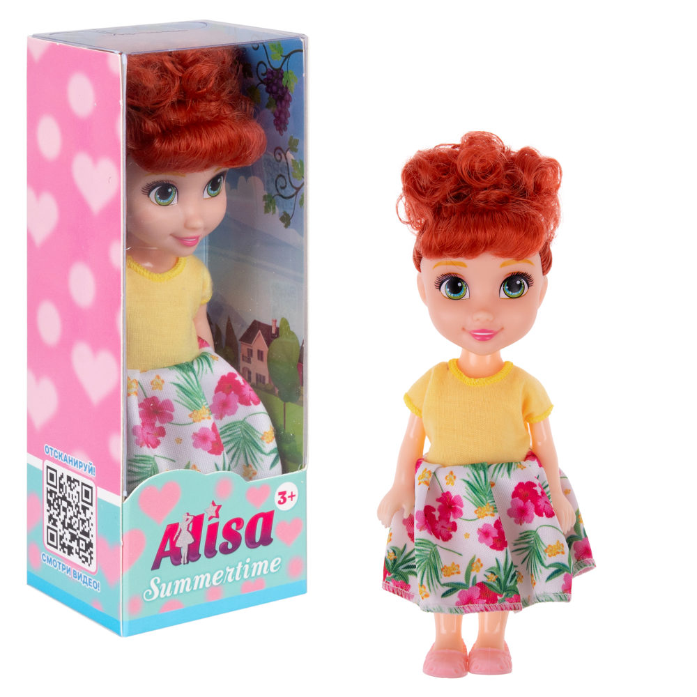 Кукла 1TOY ALISA SUMMERTIME, в жёлтой футболке, 16 см