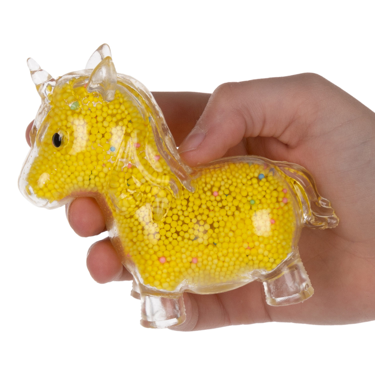 1toy Жмяка единорог с пенопластовыми шариками, 11х8 см,  жёлтый
