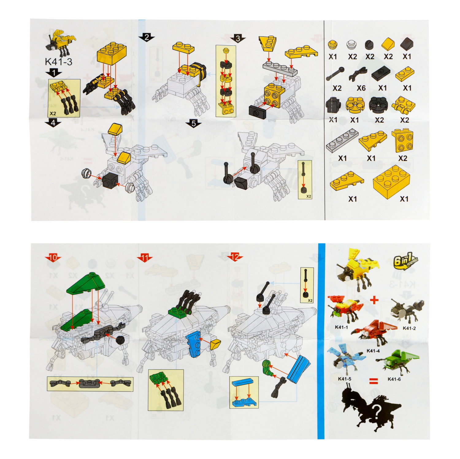 Конструктор 1TOY Blockformers "Микромир", 6 видов, из 6 шт. собирается большой богомол, 1 шт.