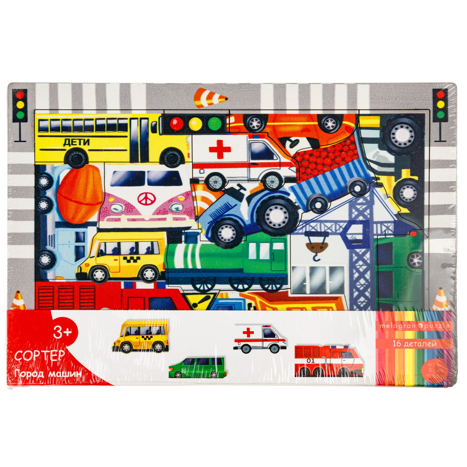 Деревянные пазлы Collection Sorter Город машин, 16 деталей, 3+