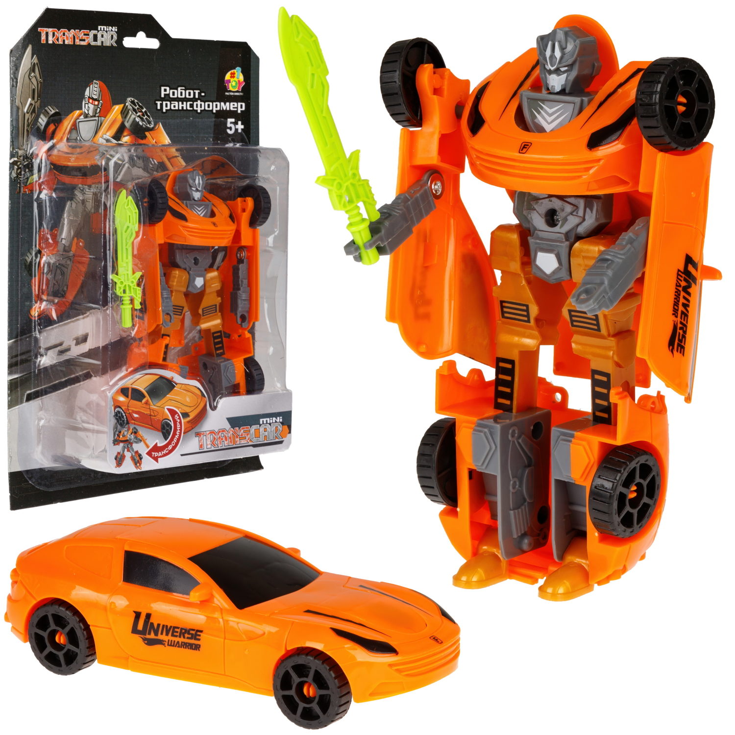 1toy Transcar mini робот-трансформер, 8 см, блистер, в асс. 6 видов