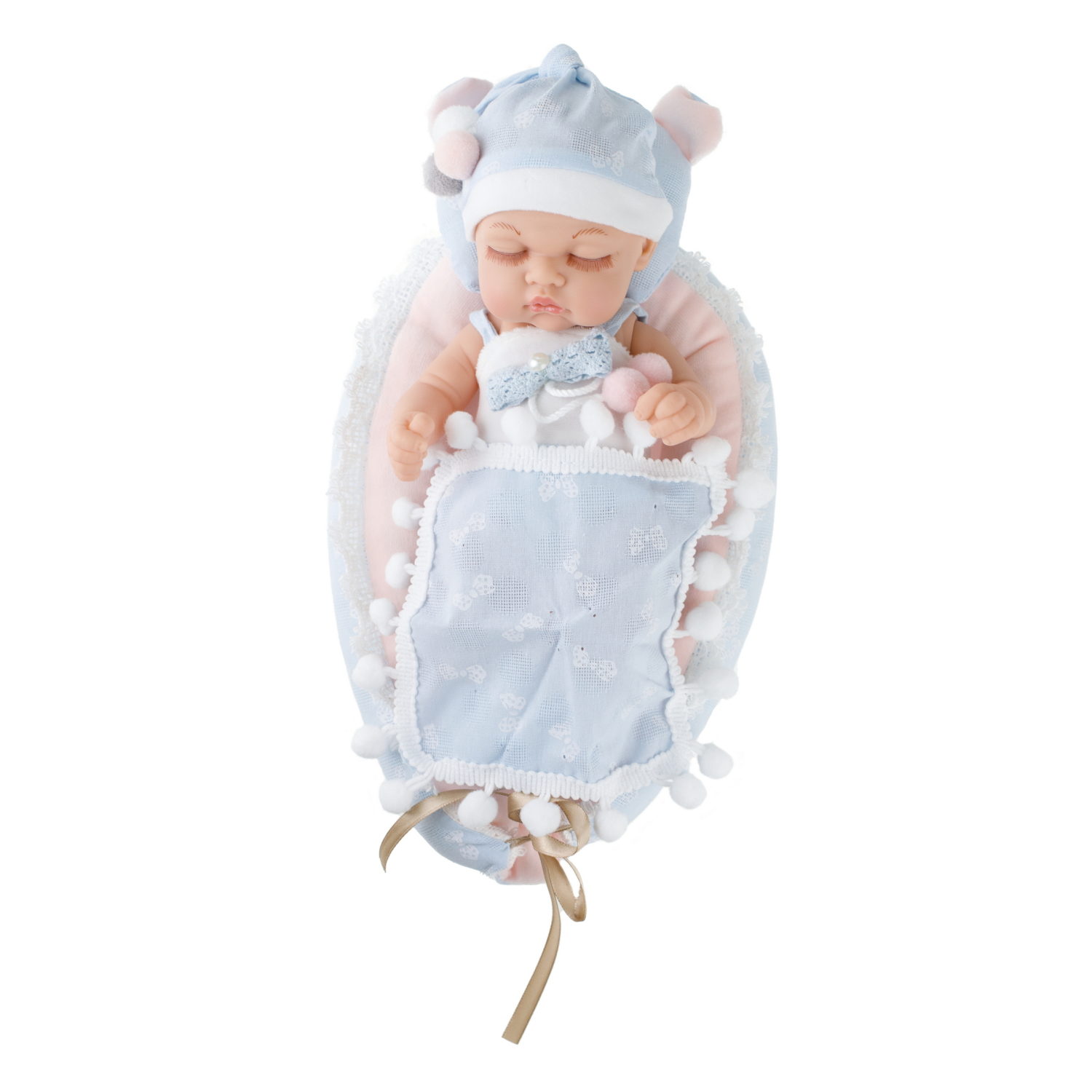 Пупс в люльке 25 см,с 1 предметом одежды и подушкой