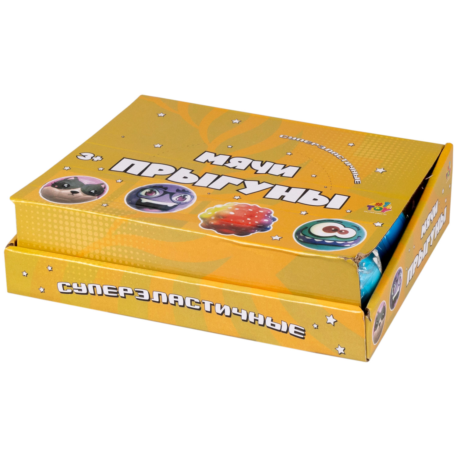 1toy мячик суперэластичный PU рифленый "Зверята" 6,3 см, дб 12 штук