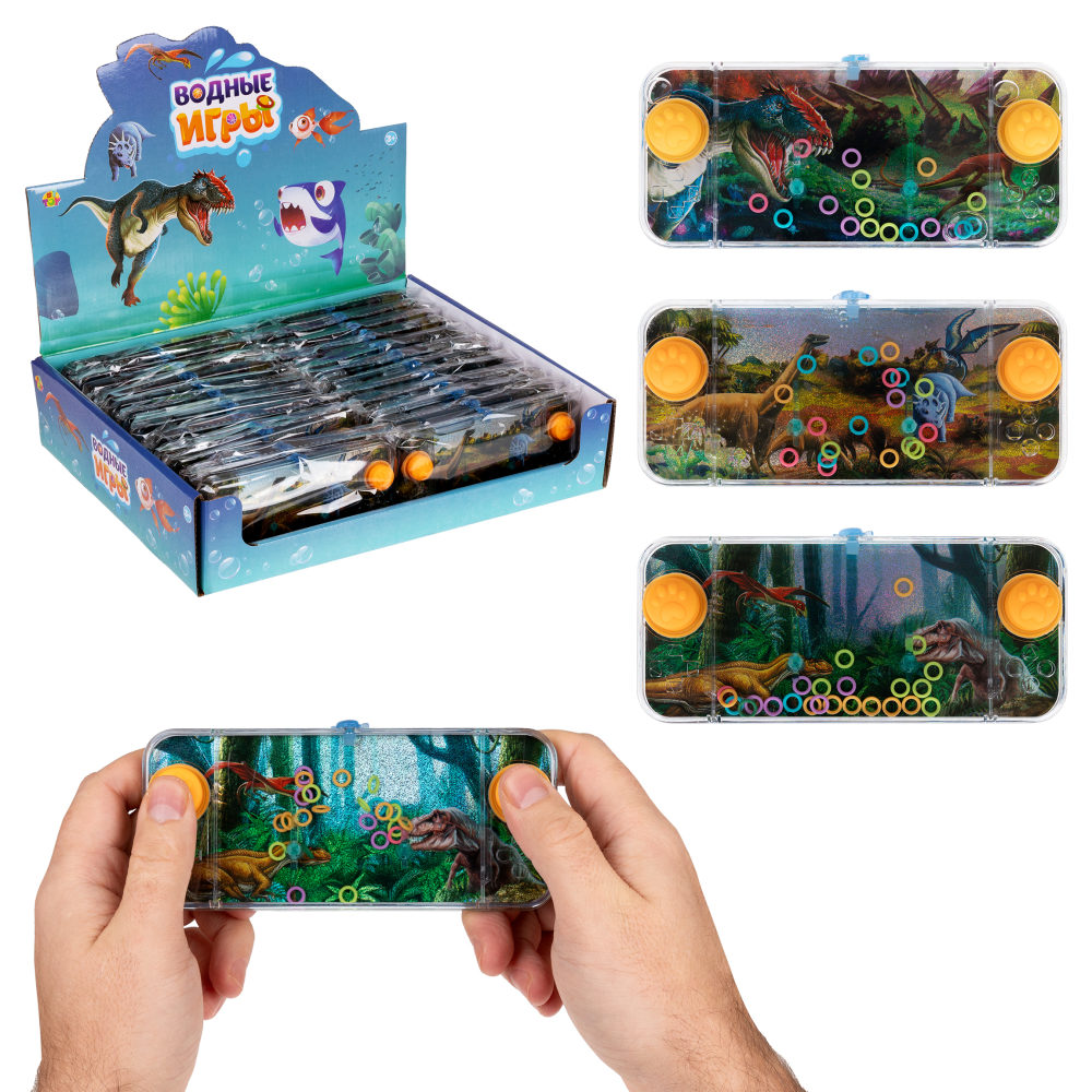 1TOY Игра с водой насади колечки динозавры, 3 вида в ассортименте, 15,5*7*2см