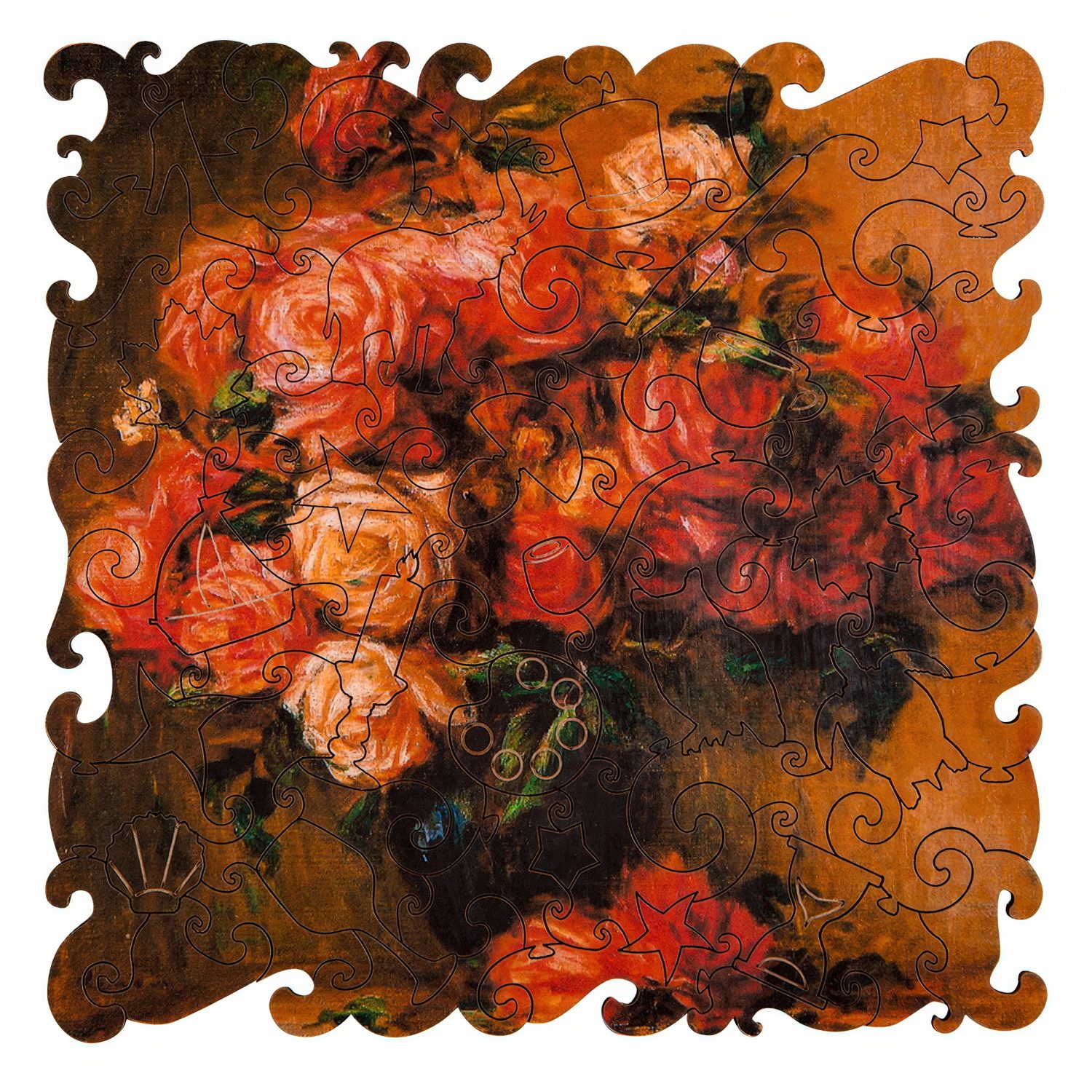 Деревянные пазлы Collection Art Пьер Огюст Ренуар, Букет роз, 75 деталей, 27х27 см