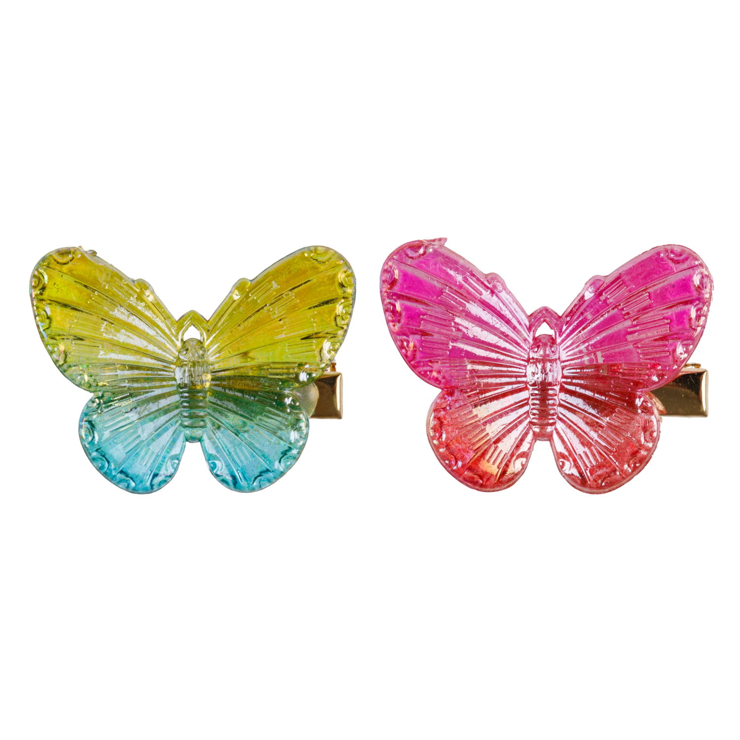Заколки для волос Lukky Fashion Бабочки Яркий Градиент, детские, для девочки, зажимы, 2 цвета в ассортименте, набор 2 шт.