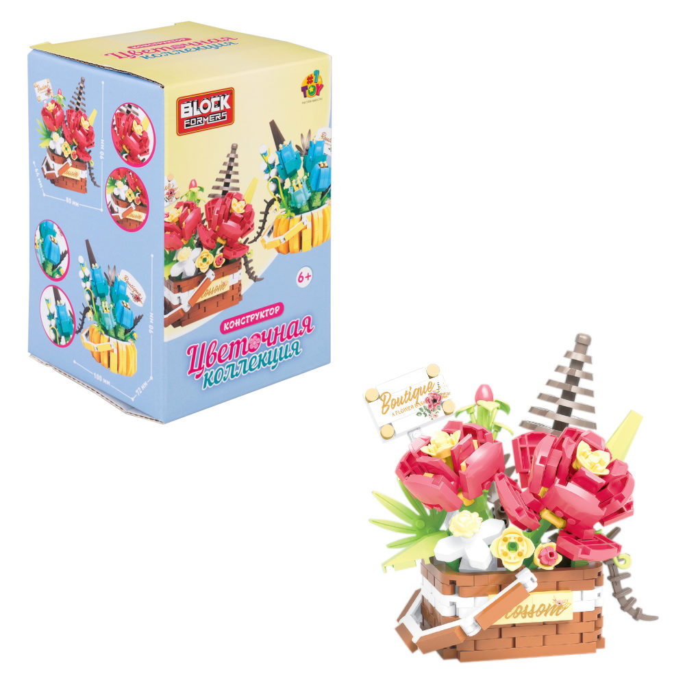 Конструктор 1TOY Blockformers Цветочная коллекция "Корзина с розами", 395 деталей