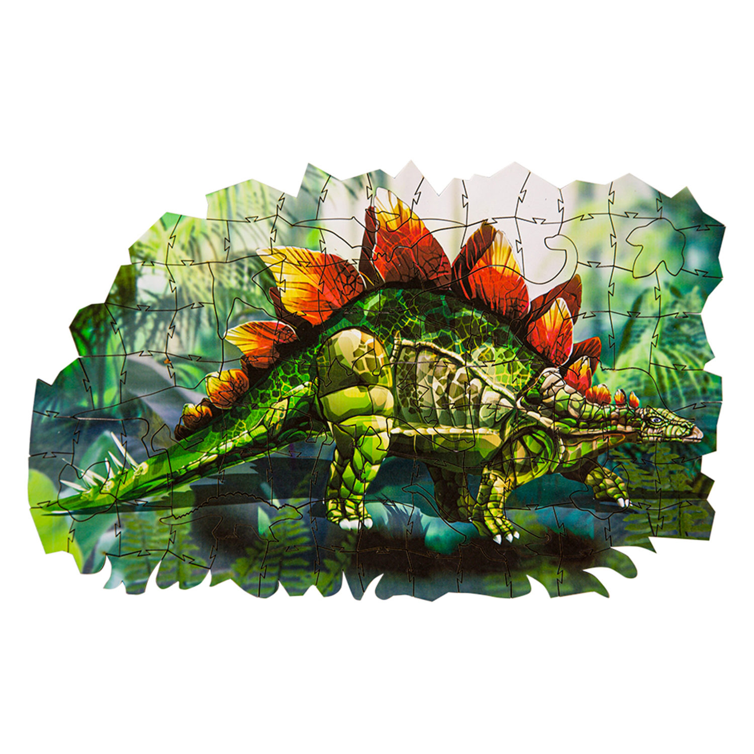 Деревянные пазлы Collection Dinosaurs Динозавр Стегозавр, 110 деталей, 28,5х18 см, 8+