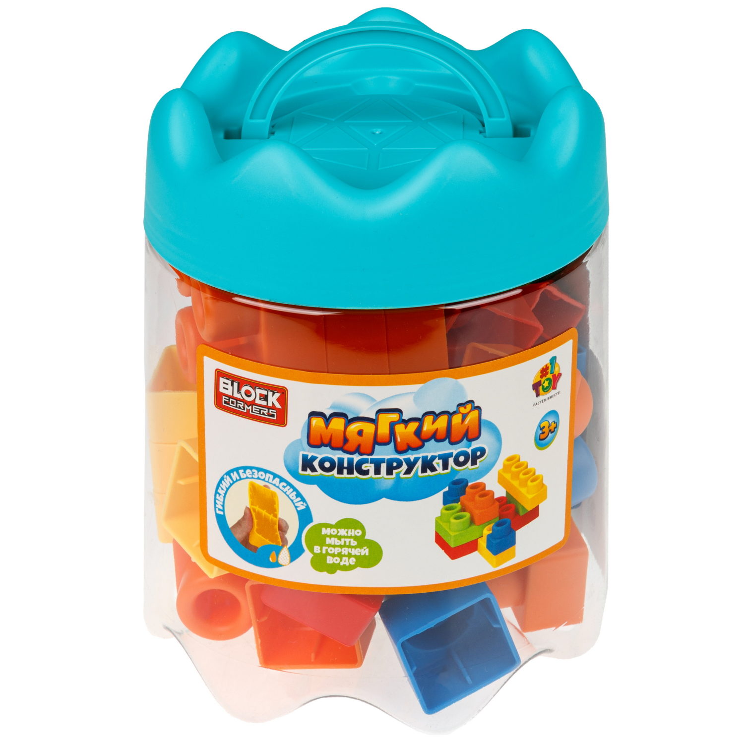 Мягкий конструктор 1TOY 22 деталей, в банке