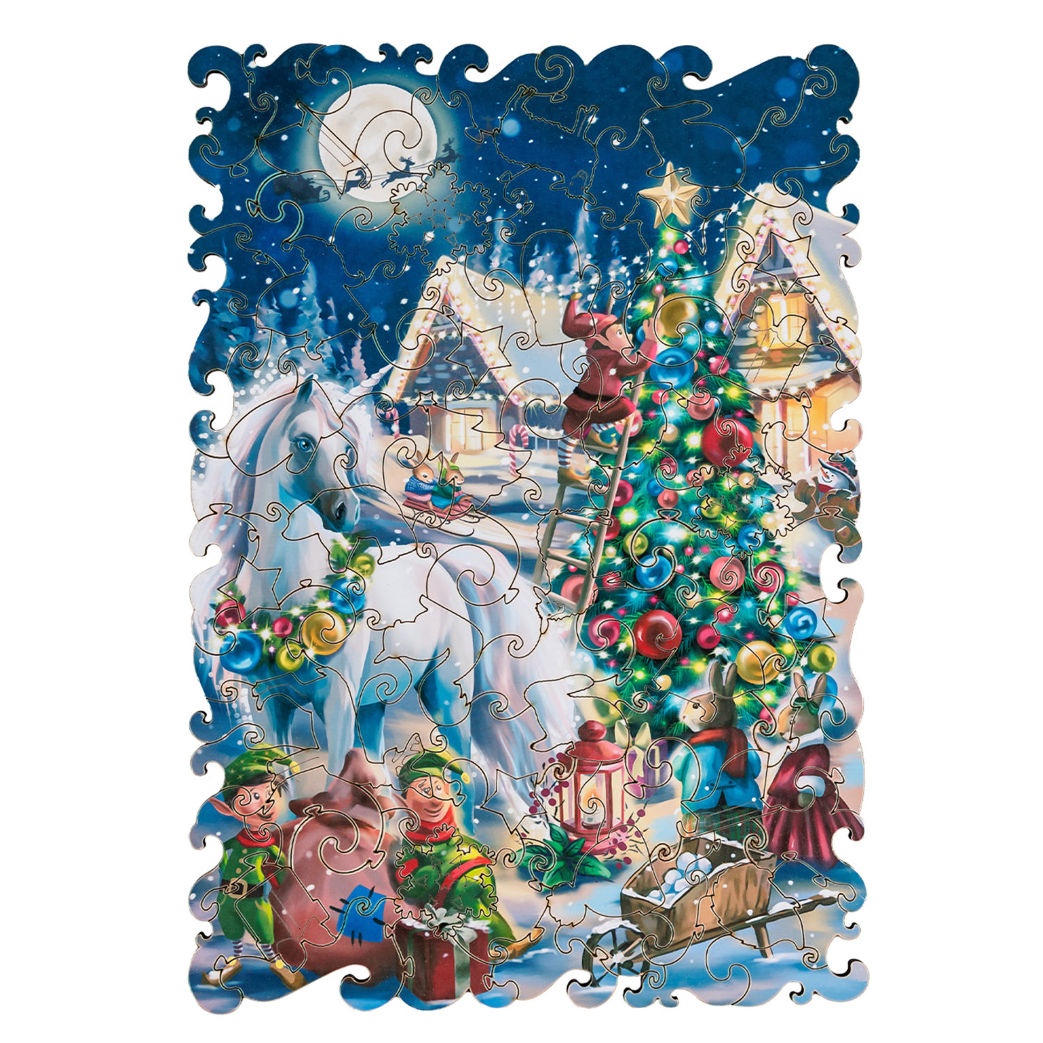 Деревянные пазлы Collection Animation Новогодний единорог, 100 деталей, 20х28,7 см, 7+