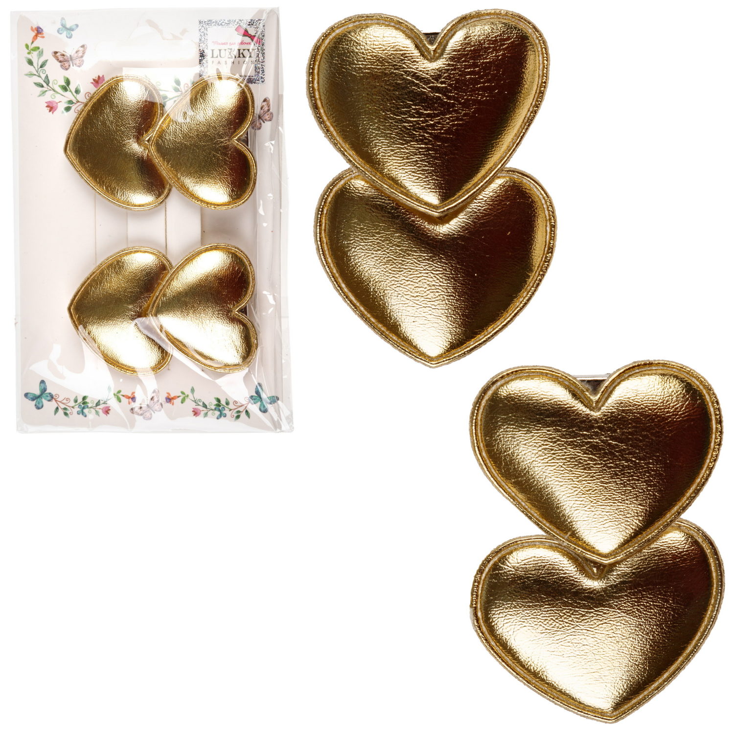 Заколки для волос Lukky Fashion Сердечки, детские, для девочки, зажимы, 4 цвета в ассортименте, набор 2 шт.