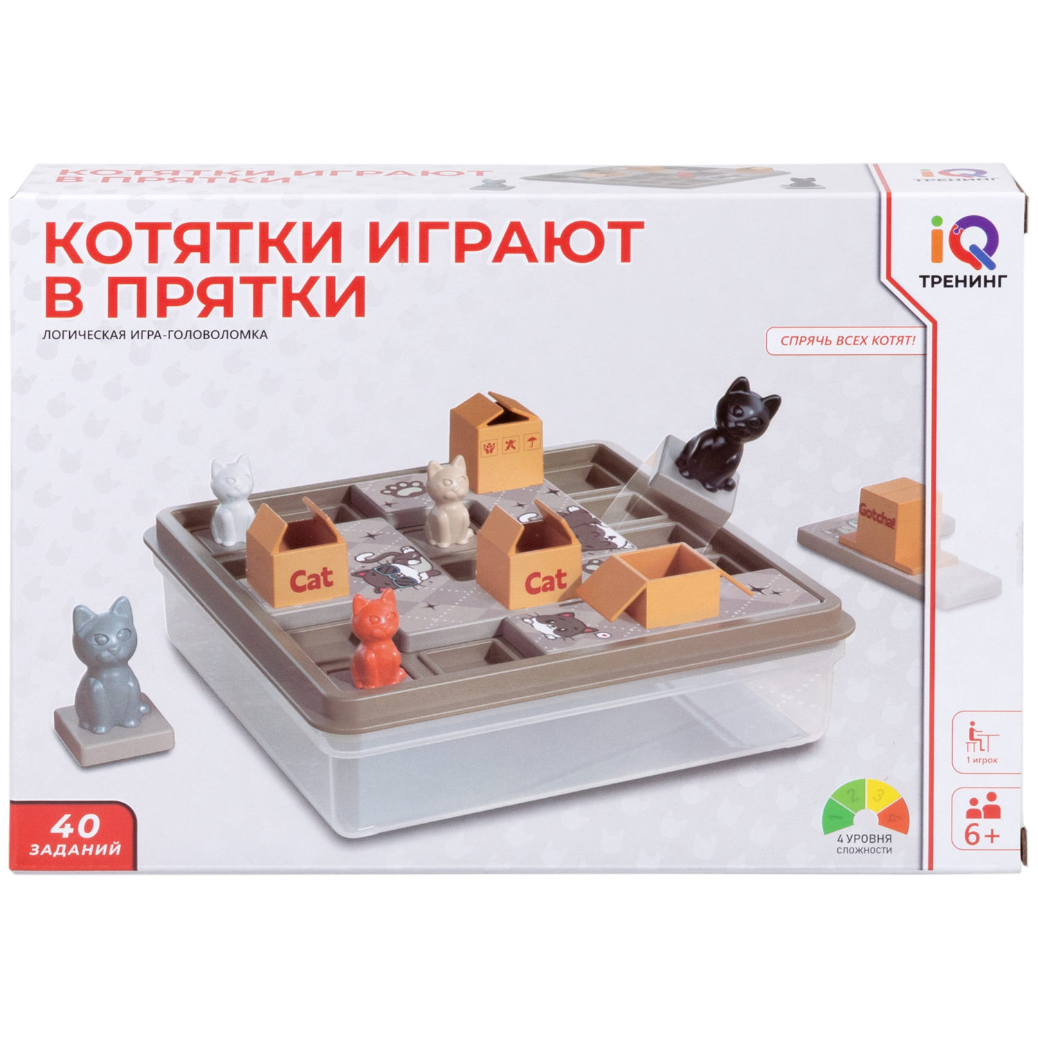 Настольная логическая игра 1TOY IQ ТРЕНИНГ  «Котятки играют в прятки»