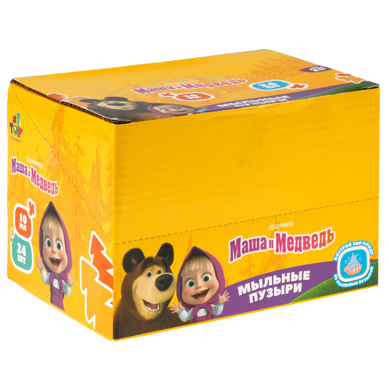 Мыльные пузыри нелопающиеся "Маша и медведь" с кругляшом на крышке , 10 мл