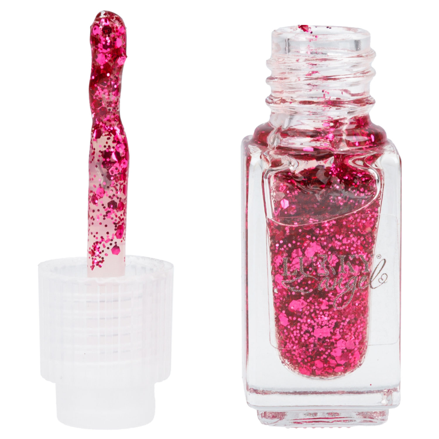 Двойной лак для детских ногтей Lukky Angel Just Duet клубника со сливками и клубничное желе с блестками, 2 по 4 мл