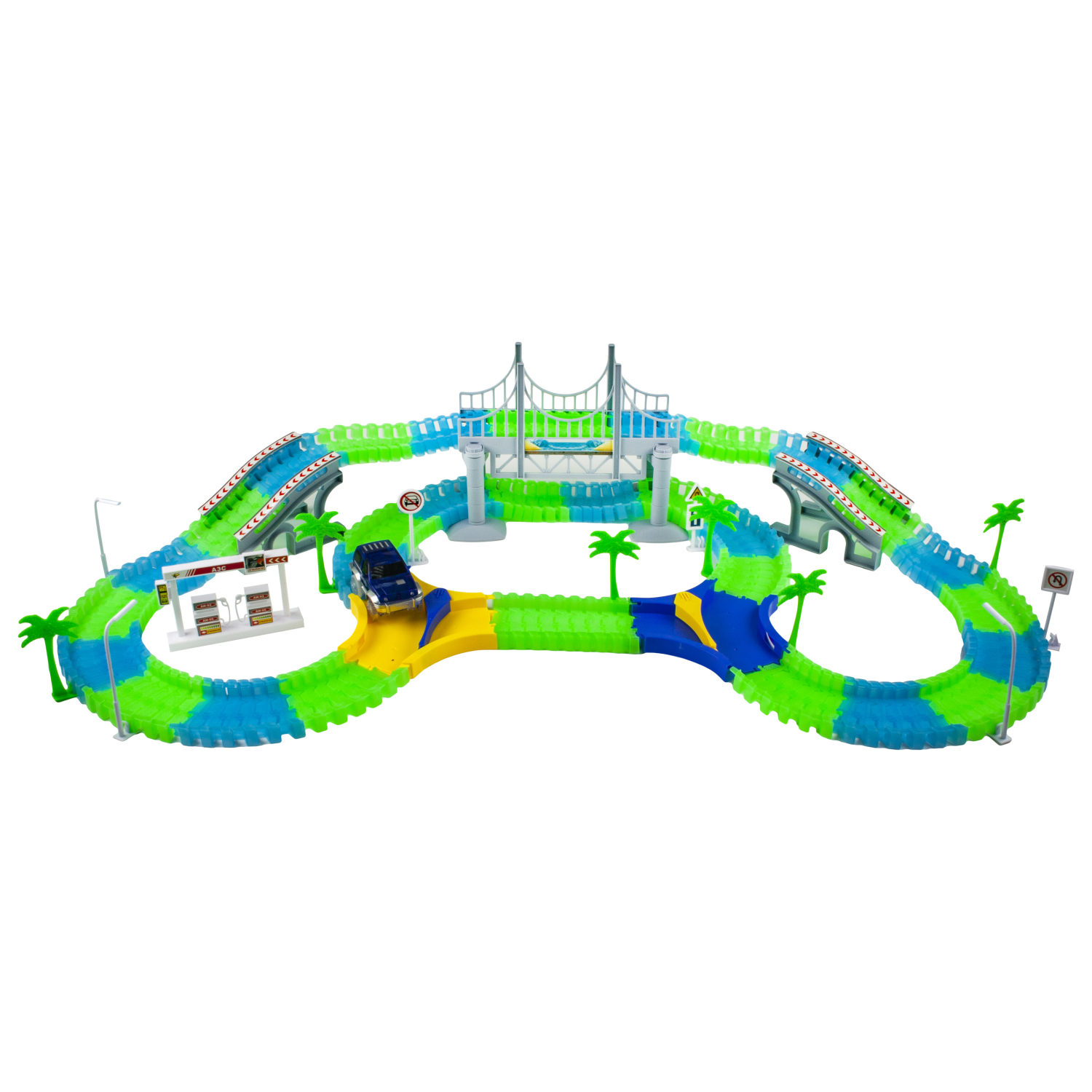 Автотрек 1TOY «Мегаполис», гибкий трек с машинкой