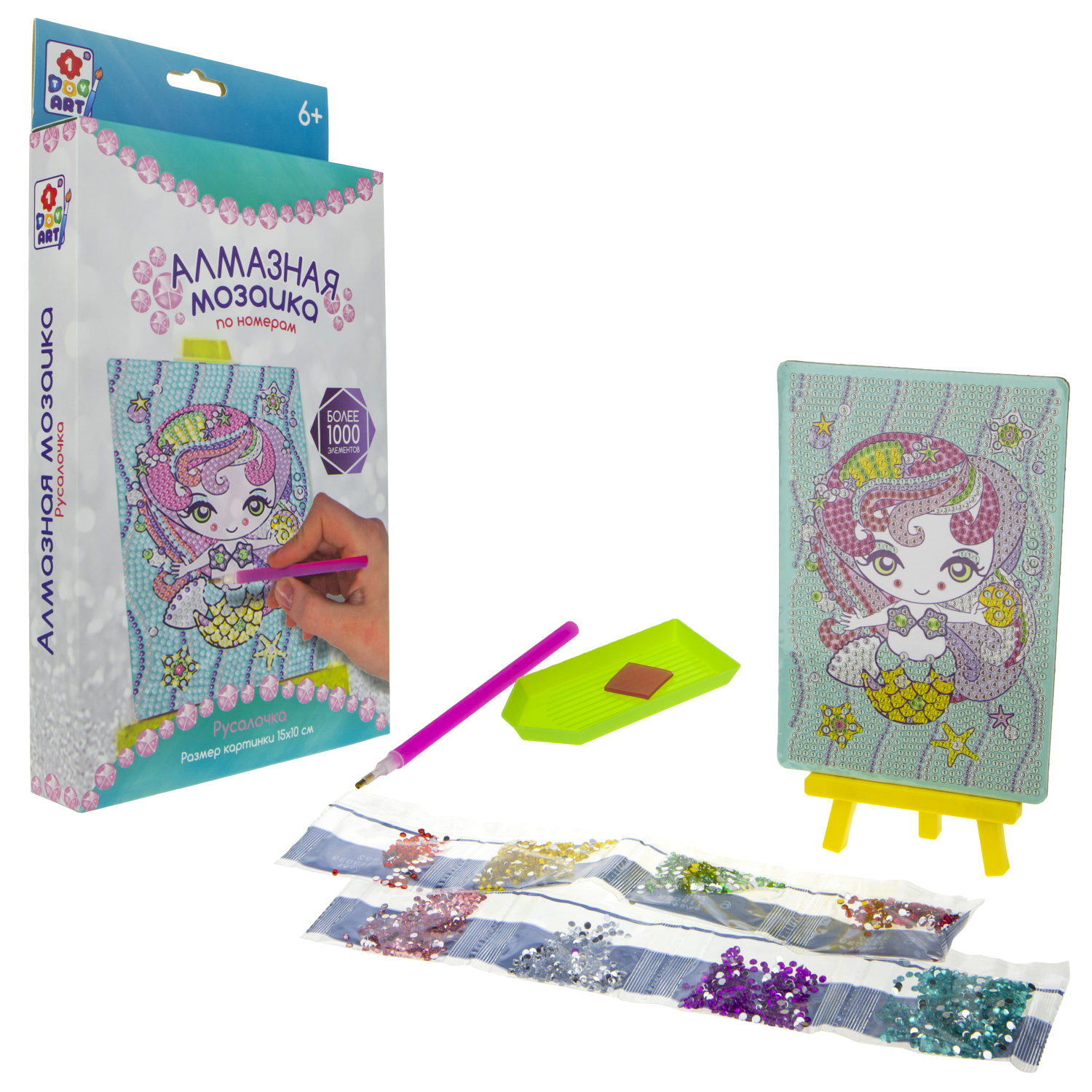 1TOY ART Алмазная мозаика. Набор "Русалочка" в коробке 23х15х3 см_ТЕХН.