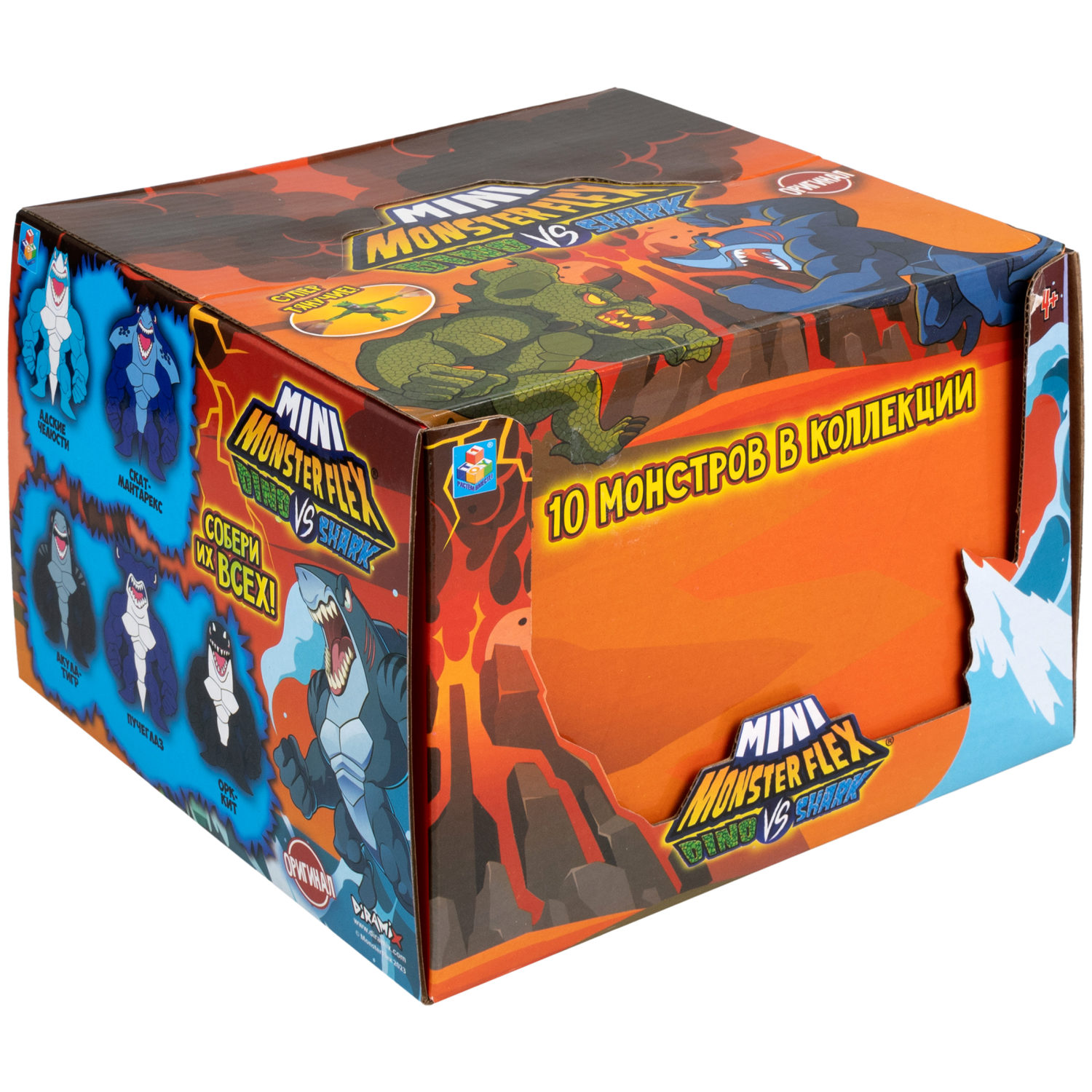 1TOY MONSTER FLEX MINI DINO и SHARK, тянущиеся фигурки, 10 видов в ассортименте