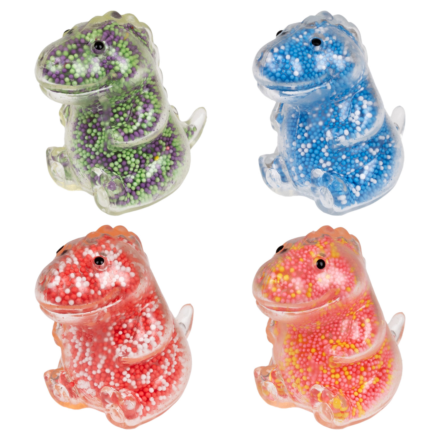 1toy Жмяка динозавр с пенопластовыми шариками, 8х11 см, красно-белый