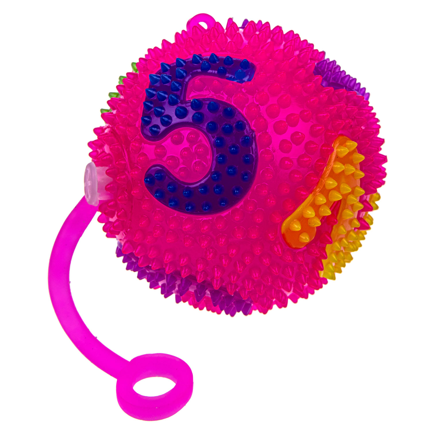 Мячик-прыгун 1TOY цифры, со светом, 6,5 см