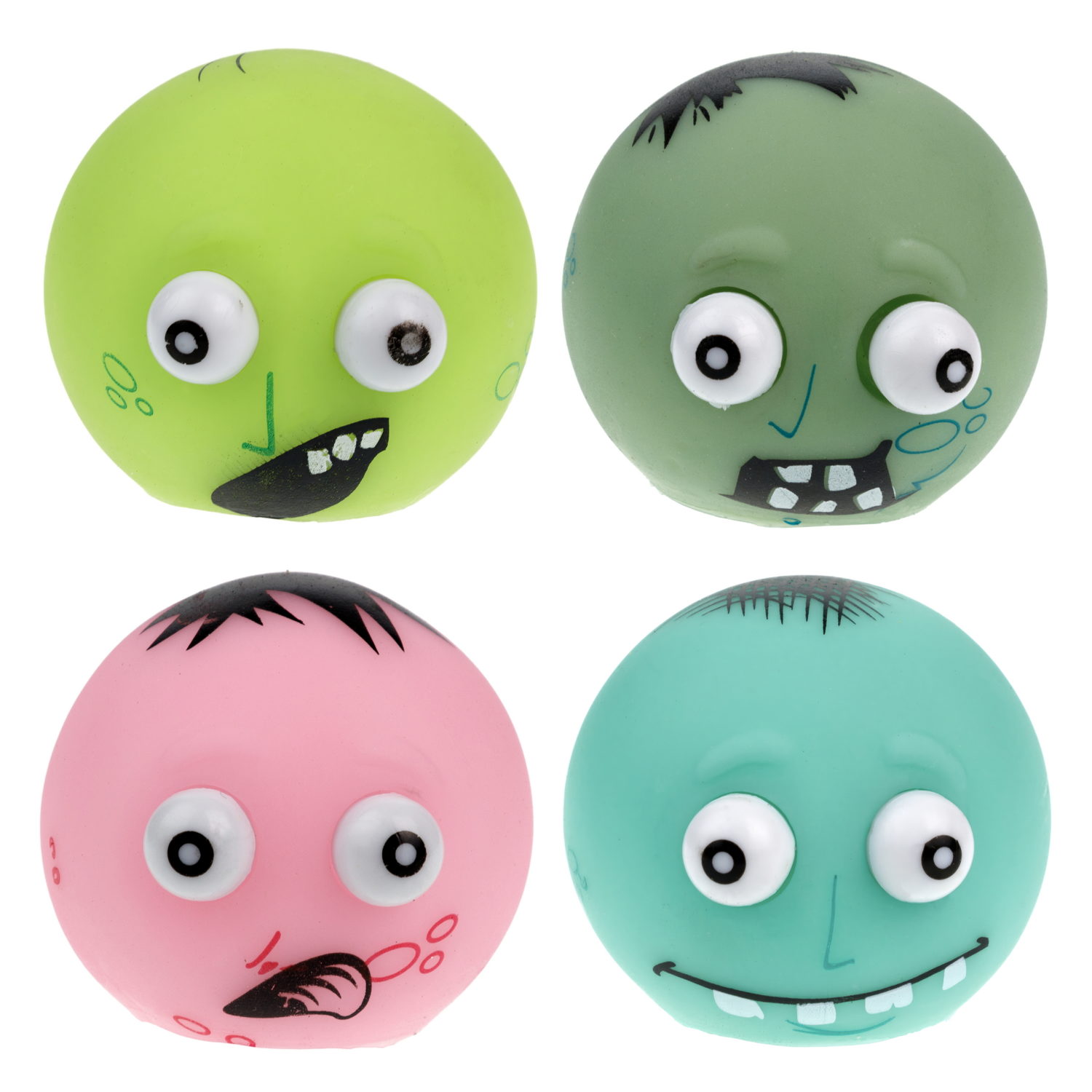 1toy Пучеглаз-антистресс "Зомби" 5,5х5x4,7 см, 4 вида в асс., 12 шт. в д/б
