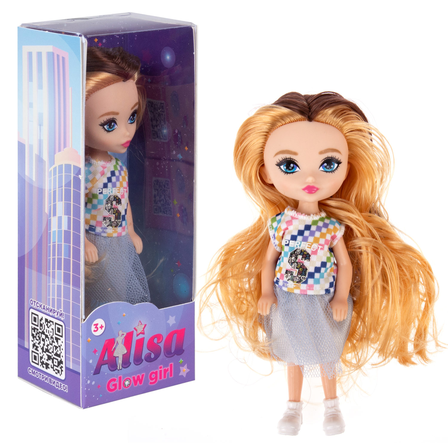 Кукла 1TOY ALISA GLOW GIRL, с разноцветными волосами, 15 см