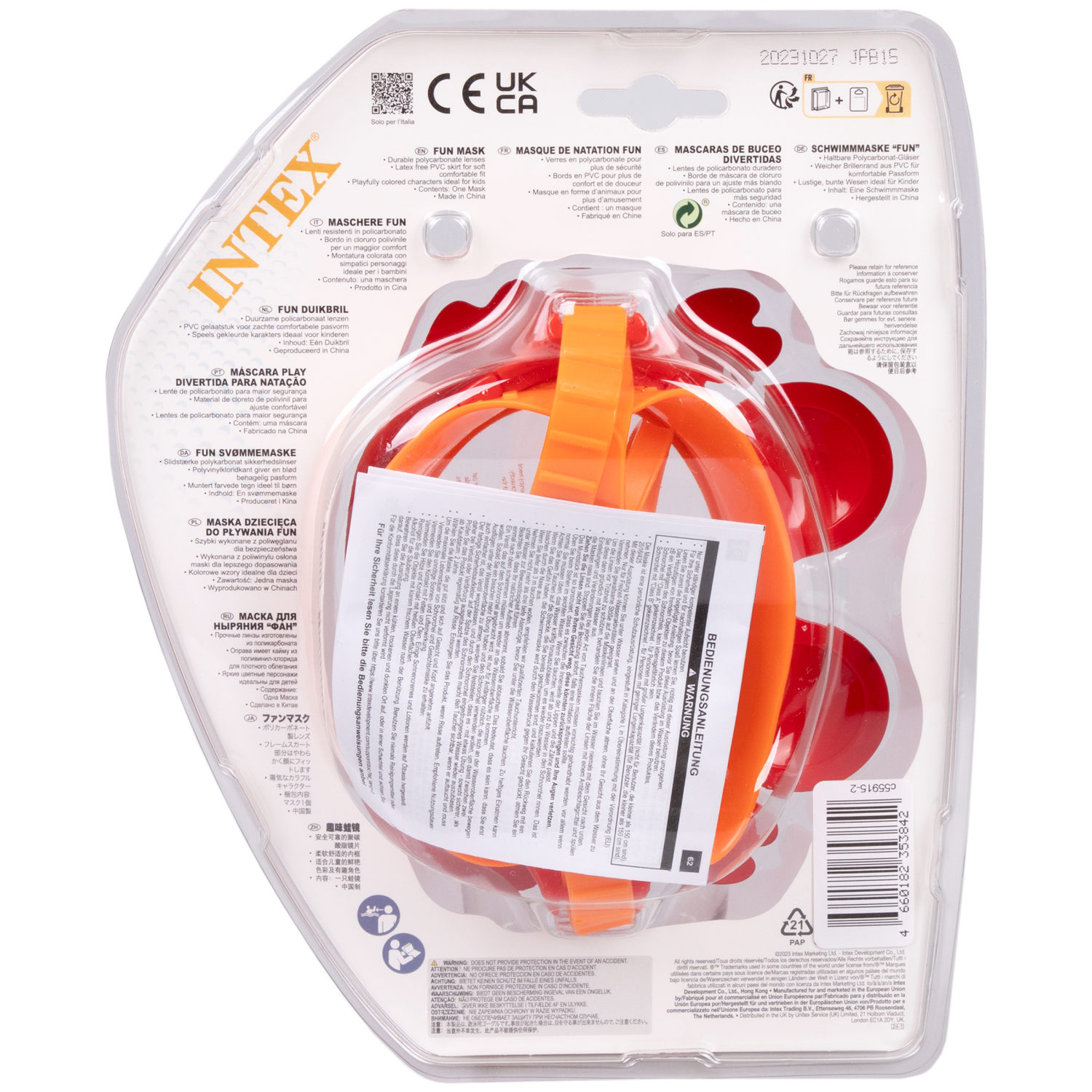 Очки-маска для плавания детская Intex Интекс Краб, 3-8 лет