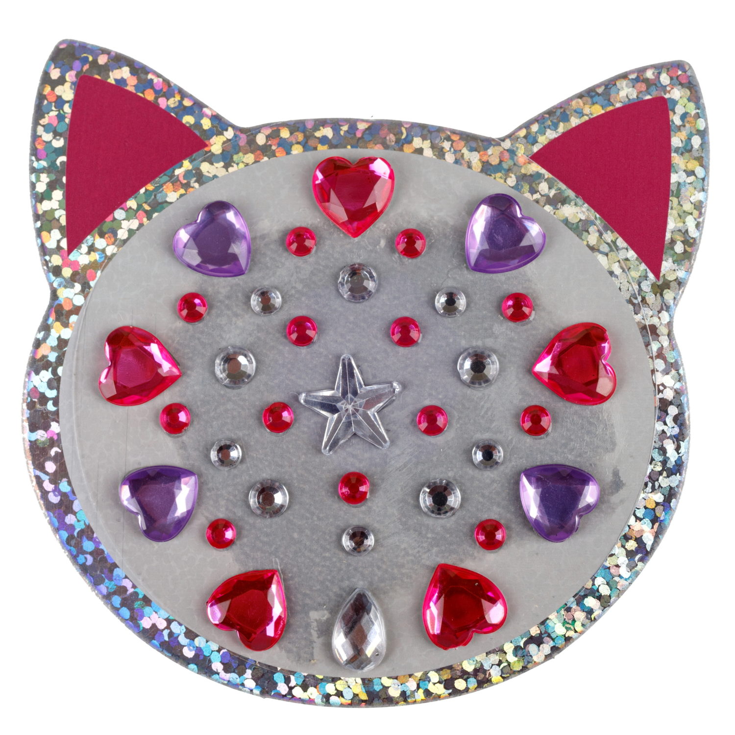 Lukky Дизайнер Сет #6, Сиреневый Котик,набор: помада для губ,меняющая цвет на розовый, гель-блёстки, стразы для лица, аппликатор