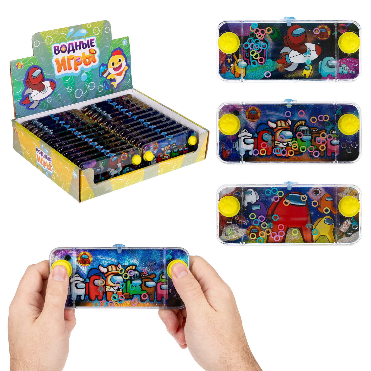 1TOY Игра с водой насади колечки амонгусы, 3 вида в ассортименте, 15,5*7*2см