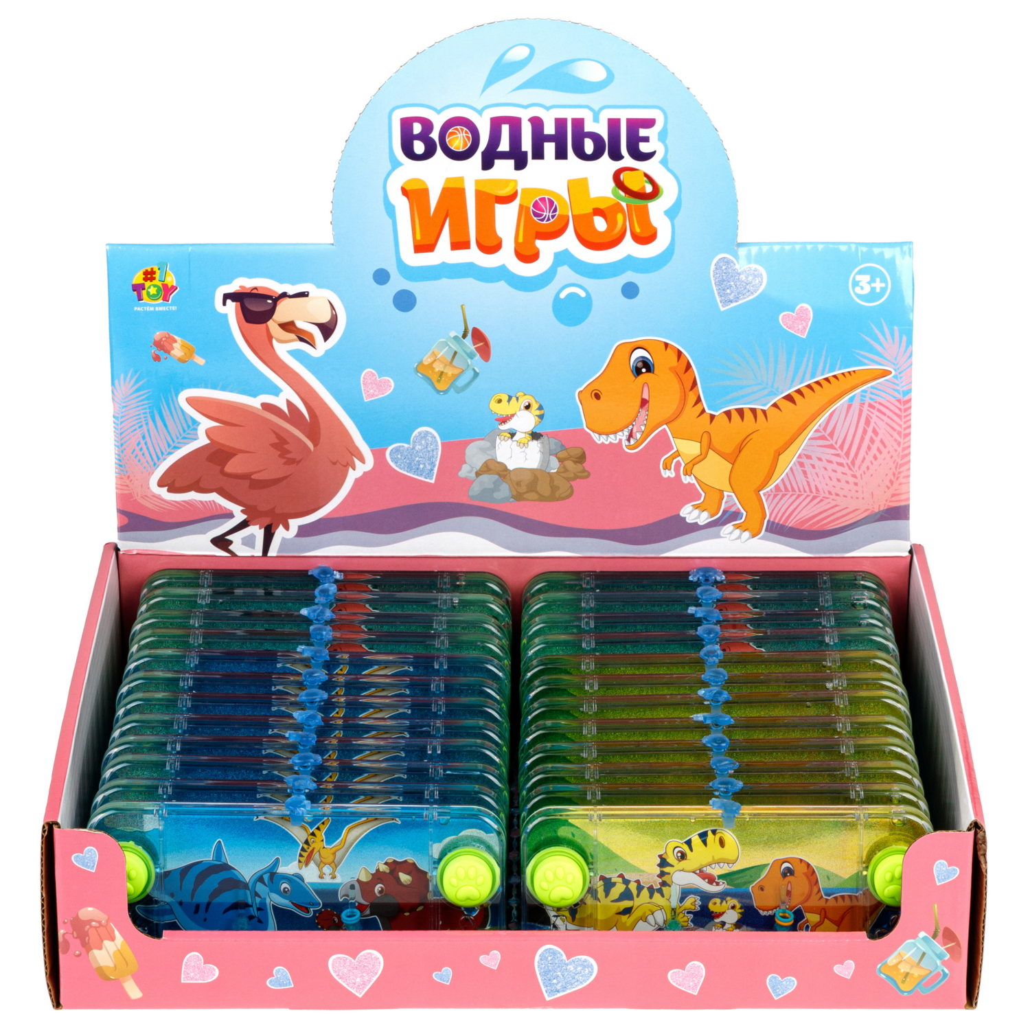 Водный тетрис 1TOY Игра с водой Насади колечки Динозавры, 15,5х7х2 см, 3 вида