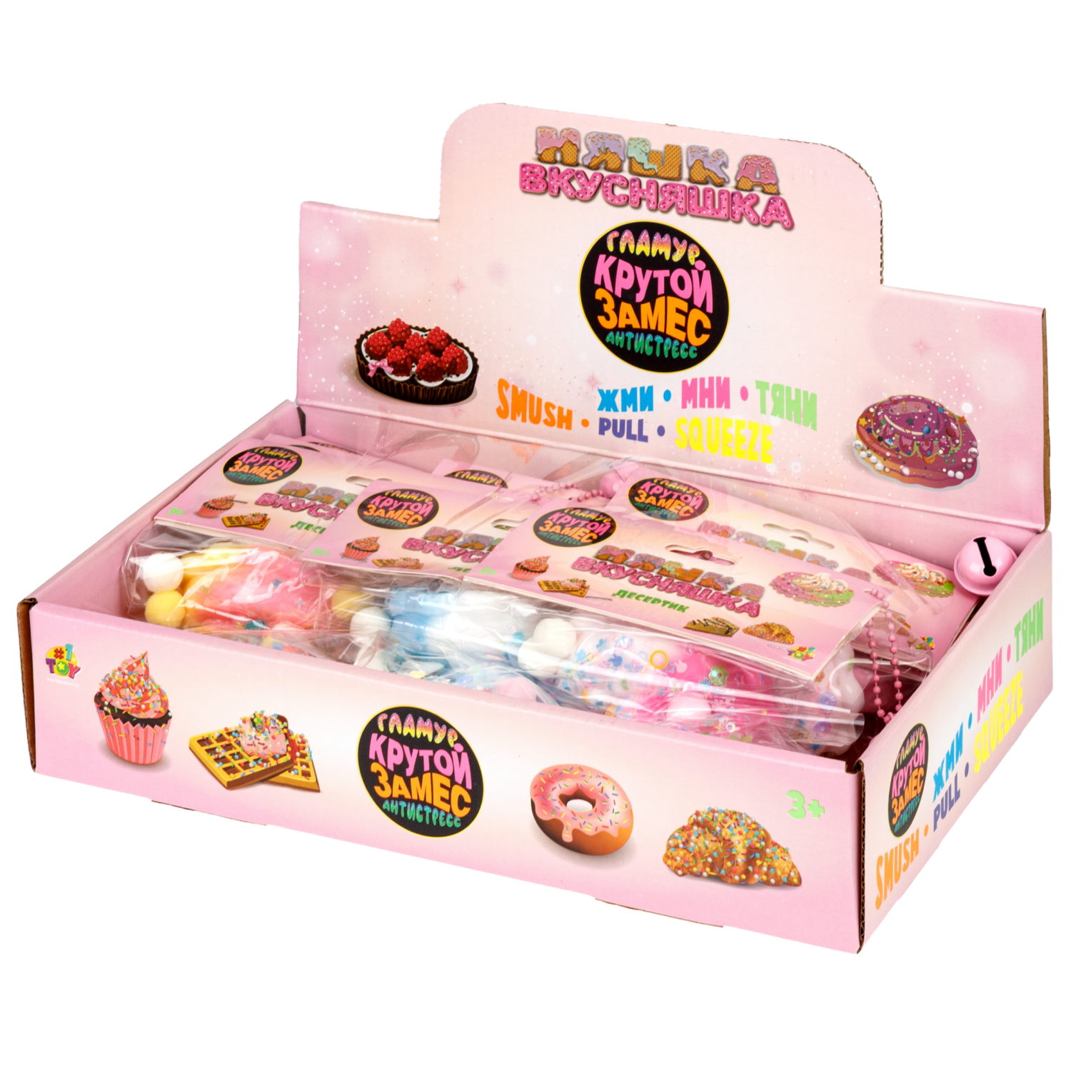 Антистресс-игрушка 1TOY Крутой замес Няшка-вкусняшка Пирожное, в ассортименте, 6х6х3 см