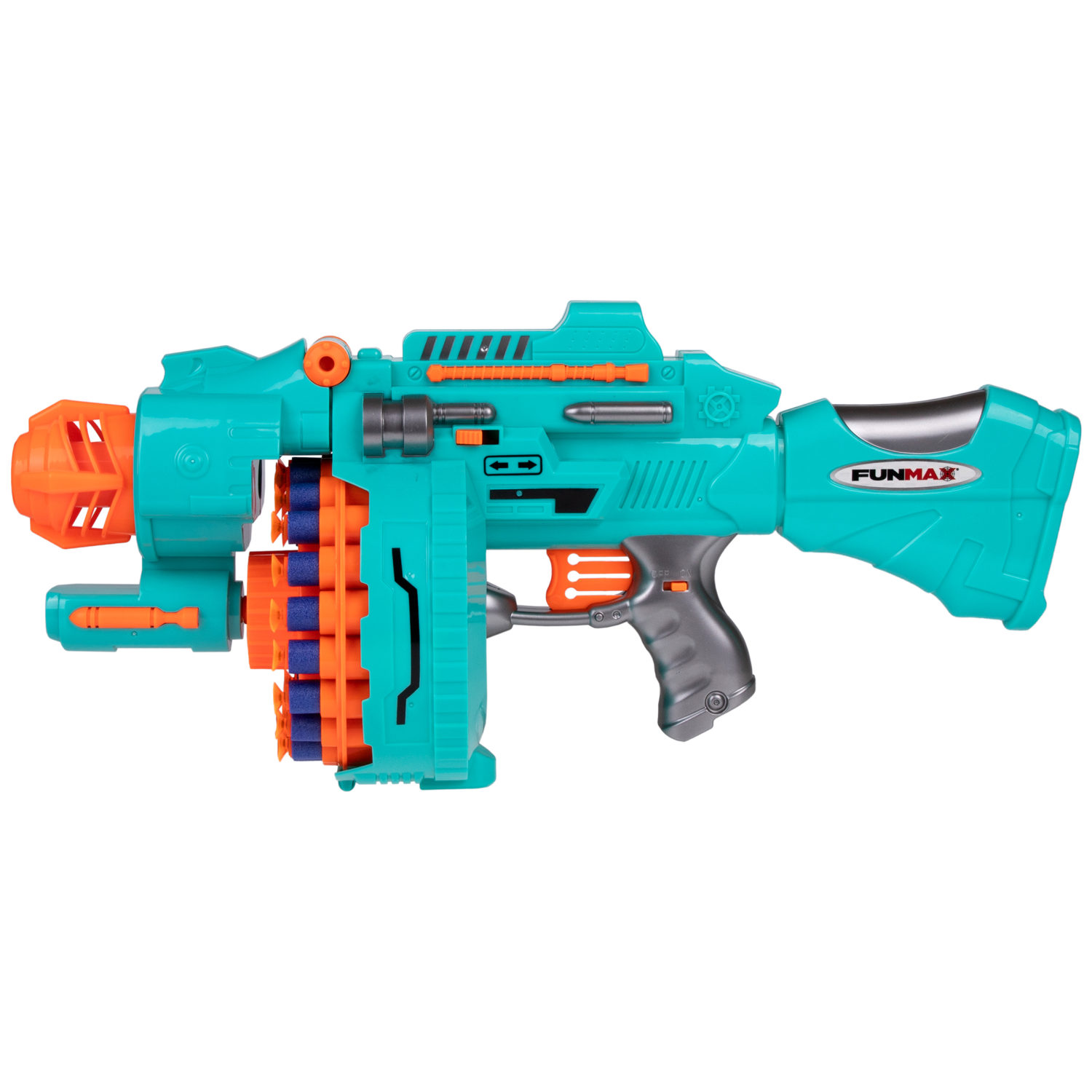 1toy Funmax "A72" бластер электрический, барабан на 20 выстрелов, 40 снарядов с присосками
