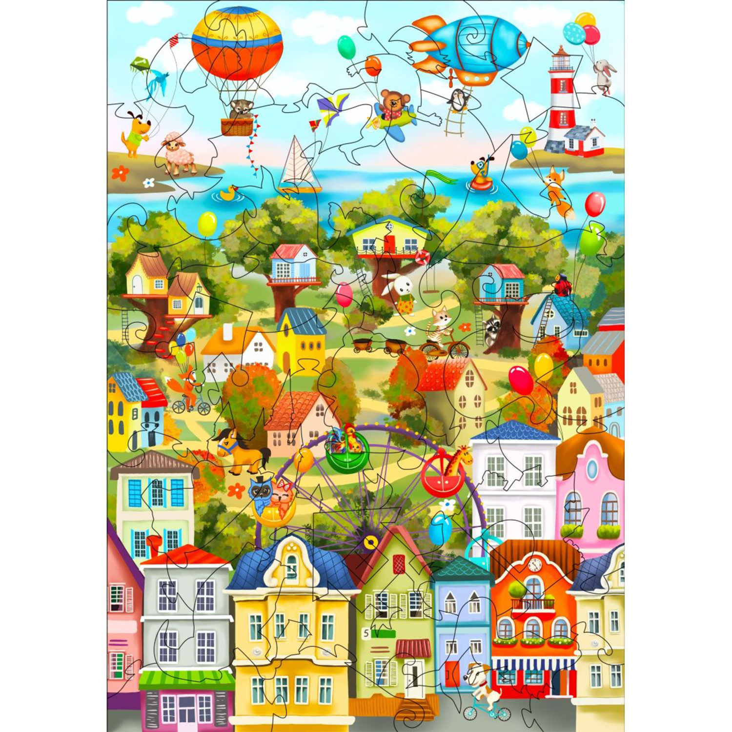 Деревянные пазлы Collection Animation Город счастья, 40 деталей, 21х26  см, 4+