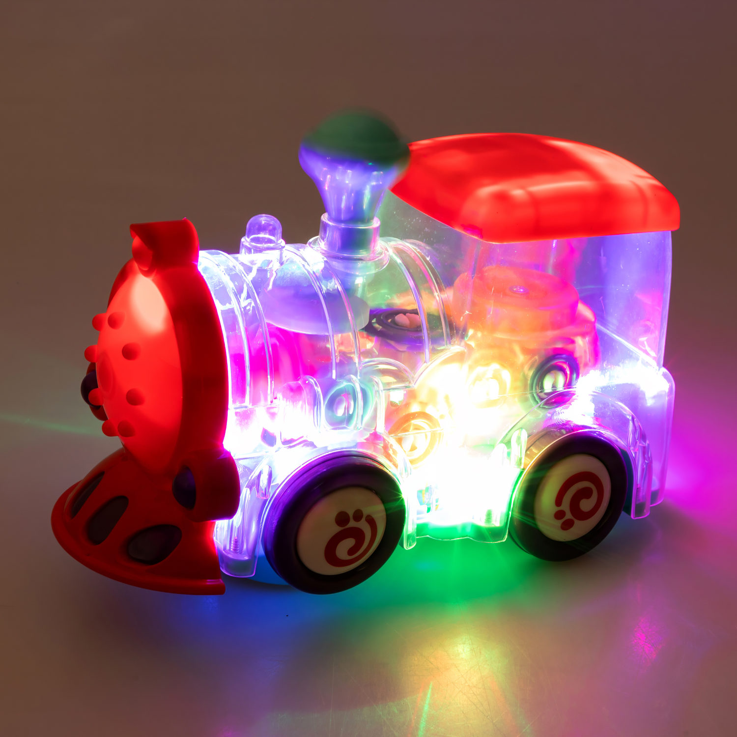 Игрушка прозрачная с шестеренками 1TOY Движок «Локомитив», со светом и звуком, 1 шт.