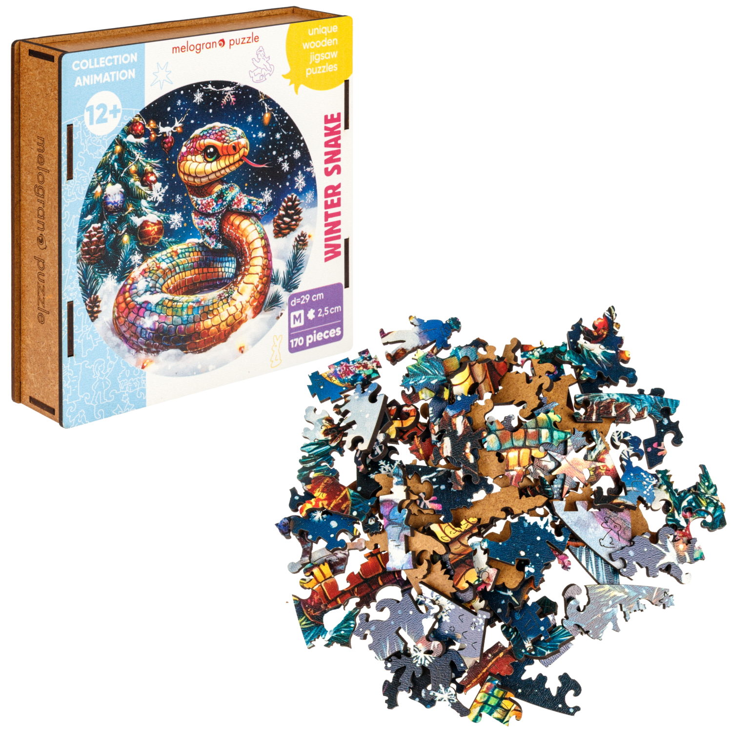 Деревянные пазлы Collection Animation Зимняя змея, 170 деталей