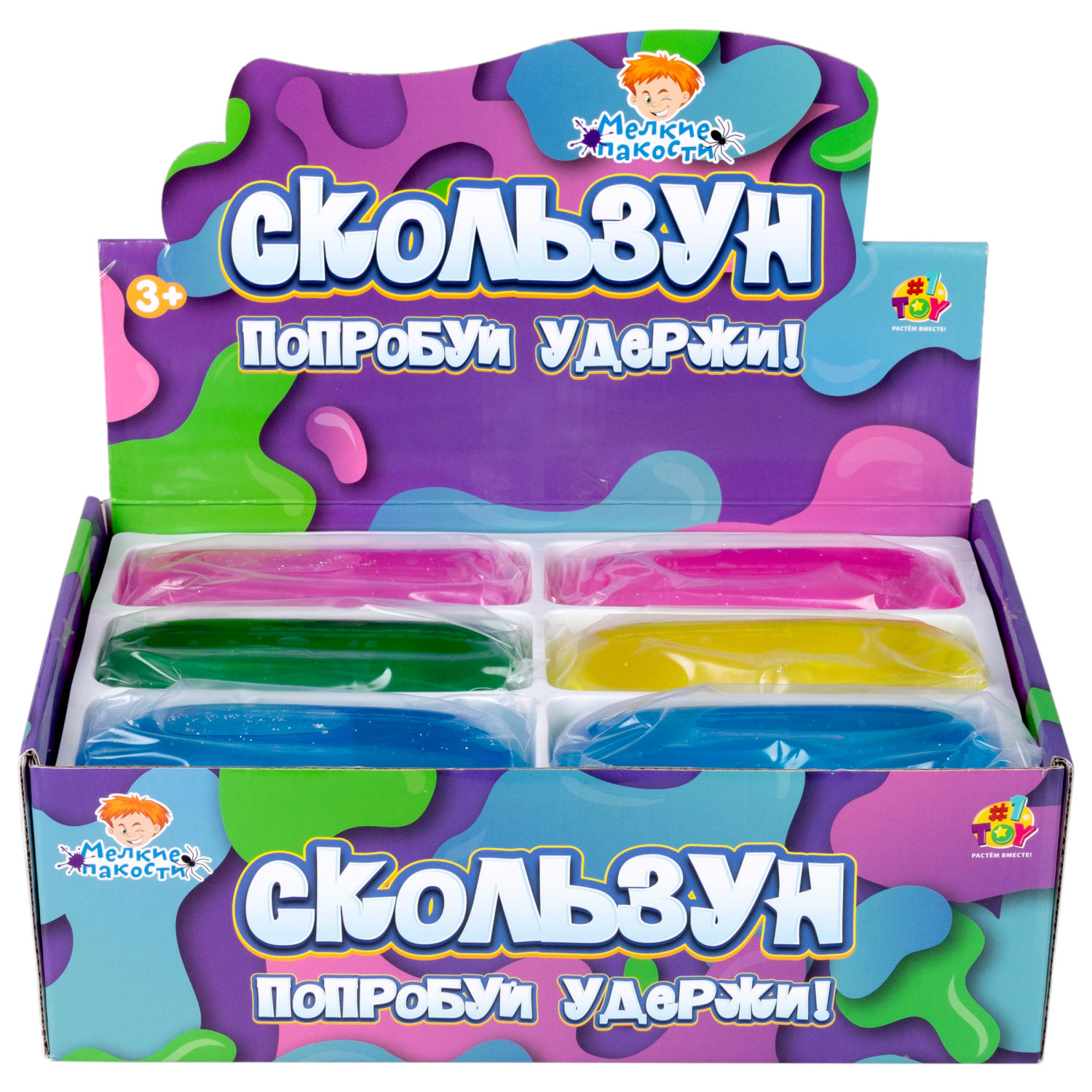 Скользун с блестками 1TOY,13х5 см, 4 цвета в ассортименте