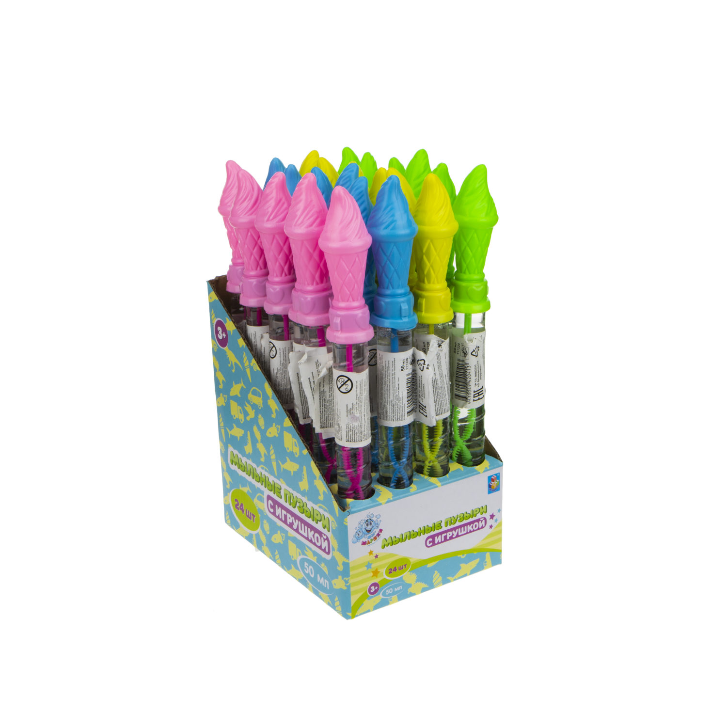 Мыльные пузыри с игрушкой 1TOY "Мы-шарики!" "Мороженое" (50 мл.)