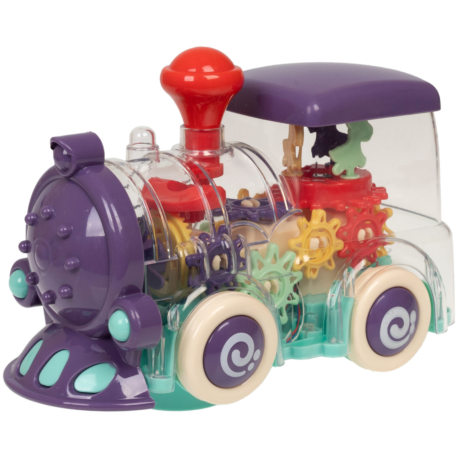 Игрушка прозрачная с шестеренками 1TOY Движок «Локомитив», со светом и звуком, 1 шт.