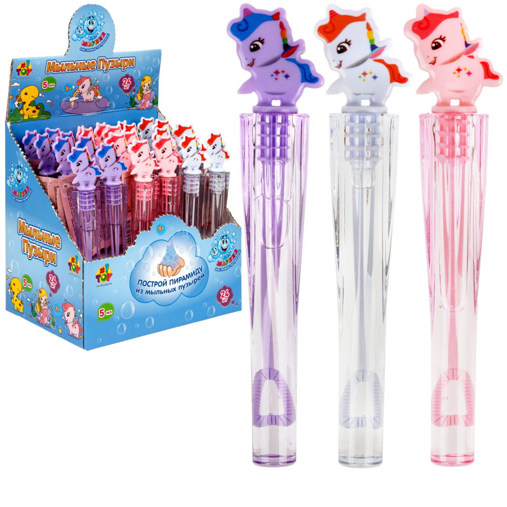 Нелопающиеся мыльные пузыри 1TOY Мы-шарики! Единорог, 5 мл, 3 цвета в ассортименте