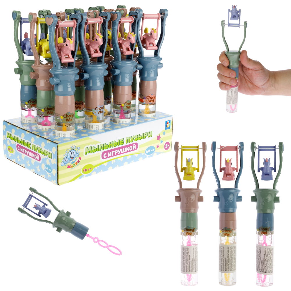 Мыльные пузыри с игрушкой 1TOY Мы-шарики! Качели, 40 мл