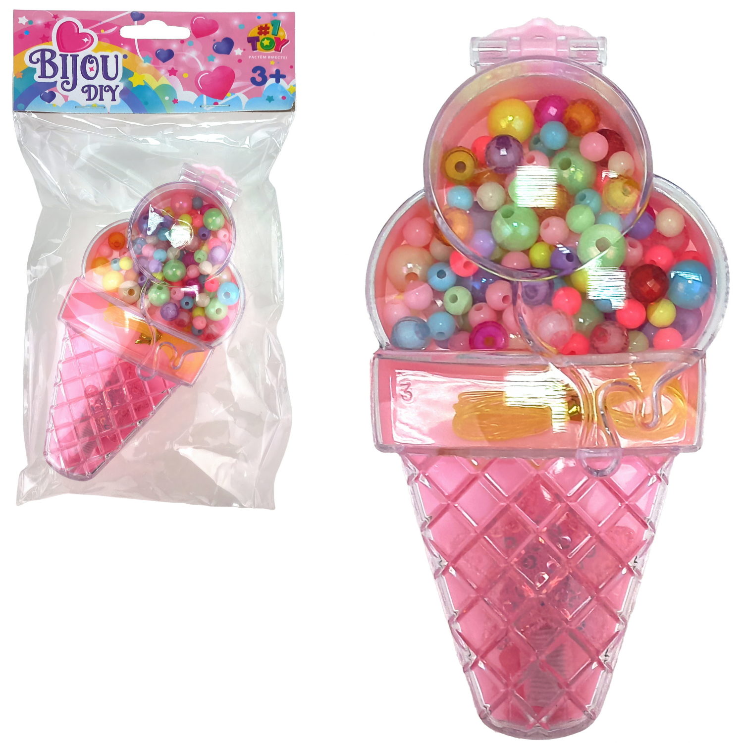 1TOY игровой набор для детского творчества "Bijou" мороженое, пакет с хэдером.