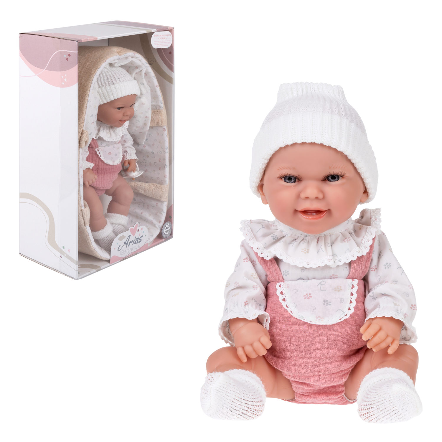 Испанская кукла для девочки reborn пупс Arias виниловая, силиконовая, с люлькой, 33 см