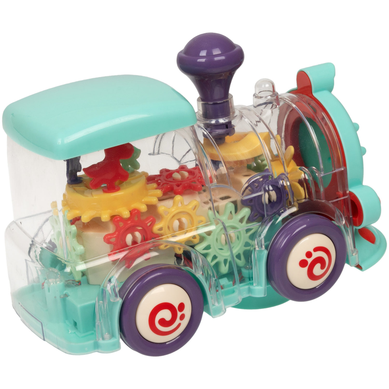 Игрушка прозрачная с шестеренками 1TOY Движок «Локомитив», со светом и звуком, 1 шт.