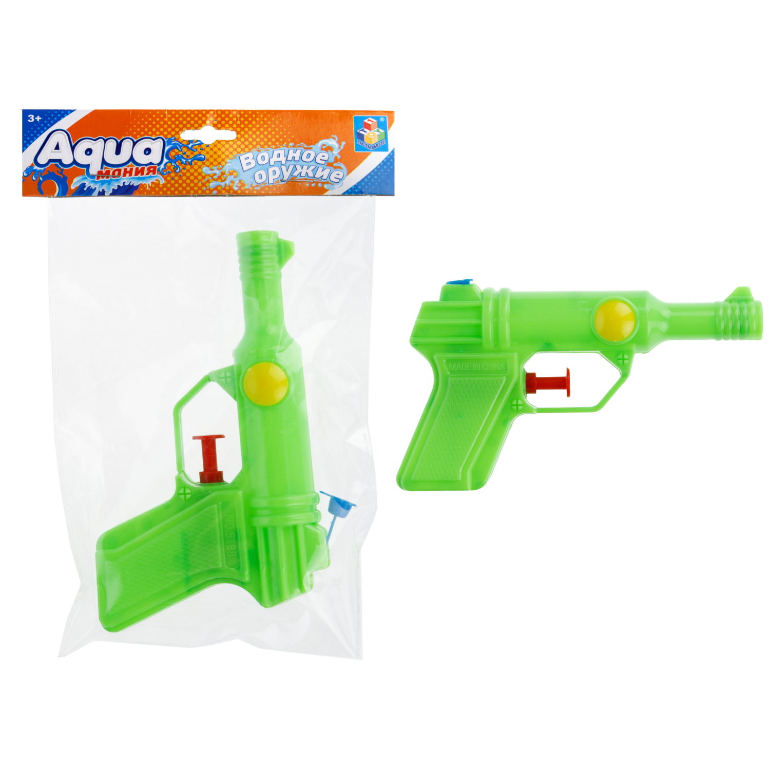 1TOY Аквамания водное оружие пистолет, 14*3*8 см, 3 цвета в ассортименте