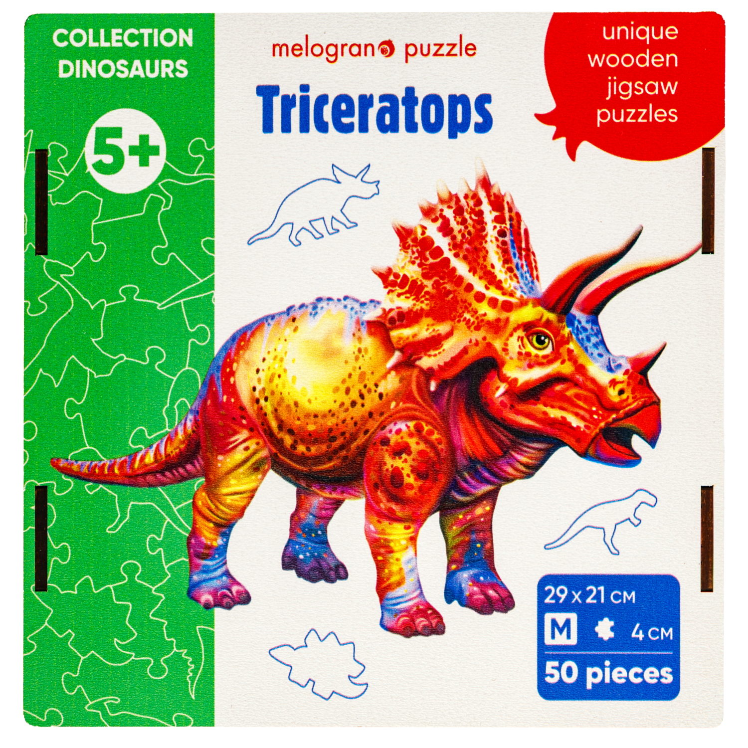 Пазлы Collection Dinosaurs Трицератопс, 50 деталей
