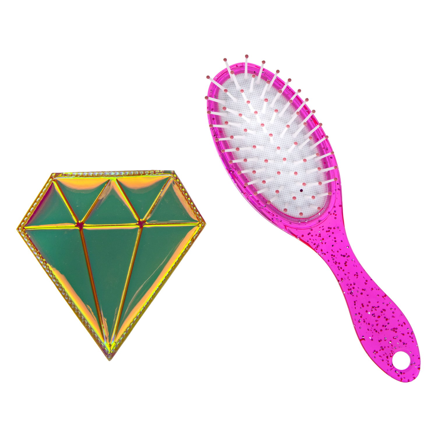 Lukky Набор: щетка массажная с блёстками+зеркало