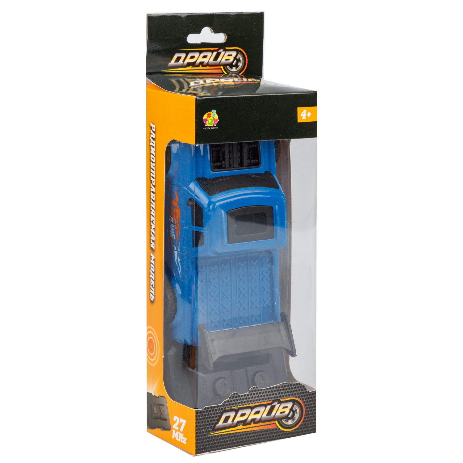 Машинка на пульте управления 1TOY Драйв Спорткар, 1:35, 27 МГц, 2 канала, синяя/зеленая